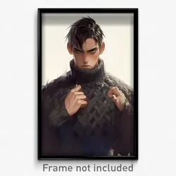 Art Poster - Boy Feeling Offended Wearing Elegant Grey Sweater (Print)