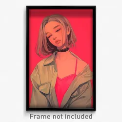 Art Poster - Girl Feeling Stressed Wearing Well To Do Pink Choker (Art Print)
