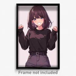 Anime Art Poster - Girl Feeling Triumphant, Animated Layered Clothes (Print)