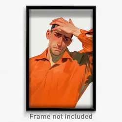 Art Poster - Man Feeling Discontentment Wearing Flashy Orange Dress (Art Print)
