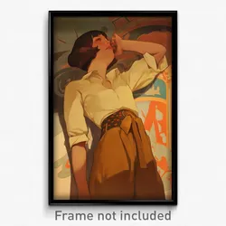 French Movie Poster - Woman Feeling Distracted, Exotic Brown Pants (Art Print)