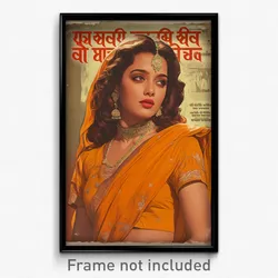 Bollywood Movie Poster - Girl Feeling Impatient, Fluffy Orange Choker (Print)