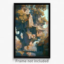 Art Poster - Remote Swedish Architecture (Psychedelic Trippy Weird 11x17 Print)