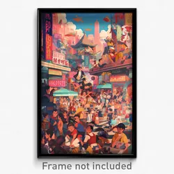 Thai Movie Poster - Crowded Crossing (Thailand Psychedelic Art Retro Film Print)