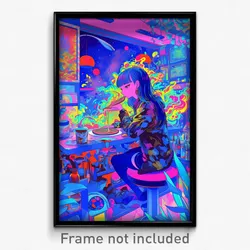 Art Poster - Stark Pizza Shop (Psychedelic Trippy Weird 11x17 Cartoon Print)
