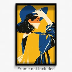 Anime Art Poster - Woman Feeling Persevering, Pretty Two Tone Headwear (Print)
