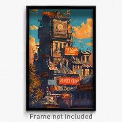 Russian Movie Poster - Light Blue Slum (Russia Psychedelic Art Retro Film Print)