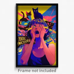 French Movie Poster - Girl Feeling Yawning, Vivid Blue Tank Top (Art Print)