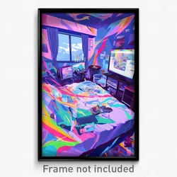 Art Poster - Artistic Hotel Room (Psychedelic Trippy Weird 11x17 Print)