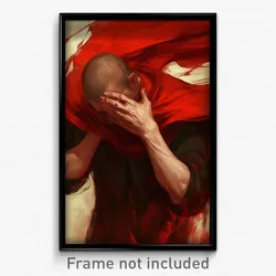 Art Poster - Man Feeling Bewildered Wearing Faithful Red Cape