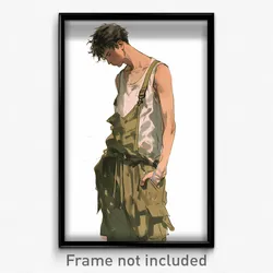 Anime Art Poster - Man Feeling Negative Wearing Messy Sleeveless Dress (Print)