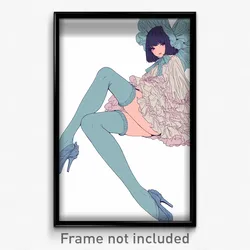 Art Poster - Woman Feeling Demoralized, Modest Frilled Legwear (Art Print)