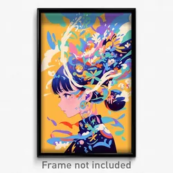 Art Poster - Woman Feeling Insightful Wearing Glass Tail Ribbon (Art Print)