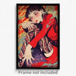 Anime Art Poster - Woman Feeling Undermined Wearing Red Microdress (Print)