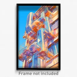 Art Poster - Metallic Anime Architecture (Psychedelic Trippy Weird 11x17 Print)