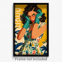 Brazilian Movie Poster - Woman Feeling Annoyed, Whimsical Aqua Gloves (Print)