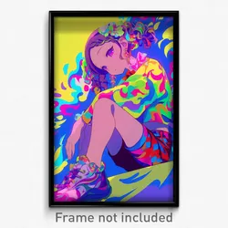 Anime Art Poster - Woman Feeling Gratitude Wearing Vivid Shorts (Print)