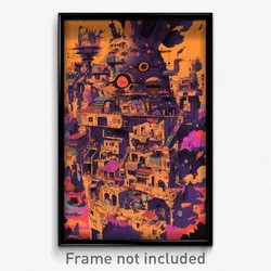 Art Poster - Damaged Exotic Town (Psychedelic Trippy Weird 11x17 Print)