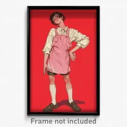 Anime Art Poster - Boy Feeling Schadenfreude Wearing Quixotic Pink Apron (Print)