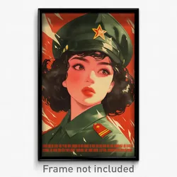 Vietnamese Movie Poster - Girl Feeling Intrigued, Green Police Uniform (Print)