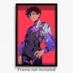 Anime Art Poster - Boy Feeling Baffled Wearing Grandiose Purple Ribbon (Print)