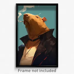 Art Poster - Capybara Feeling Self Caring Wearing Black Frilled Choker