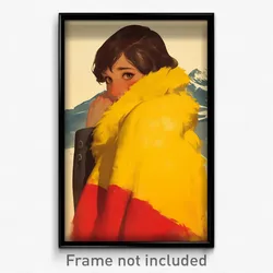 Spanish Movie Poster - Boy Feeling Cowardly, Fluffy Layered Clothes (Art Print)