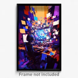 Art Poster - Glitchy Computer (Psychedelic Trippy Weird 11x17 Print)