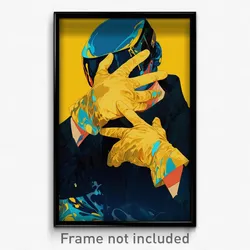 Art Poster - Boy Feeling Gloomy Wearing Reflecting Yellow Gloves (Art Print)