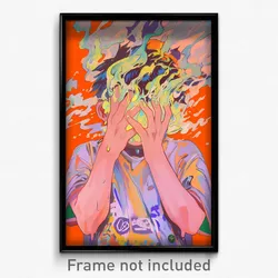 Anime Art Poster - Boy Feeling Thankful Wearing Made Up Grocery Bag (Print)