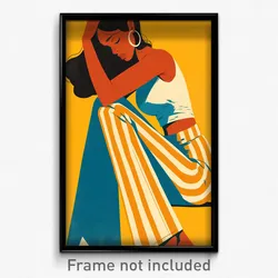 Spanish Movie Poster - Woman Feeling Demoralized, Cute Striped Pants (Art Print)