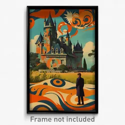 French Movie Poster - Striking Chateau (France Psychedelic Art Retro Film Print)