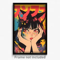 Icelandic Movie Poster - Girl Feeling Idleness, Gentle Cat Ear (Art Print)