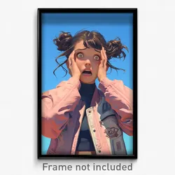 Art Poster - Girl Feeling Panicked Wearing Outrageous Cropped Jacket (Print)