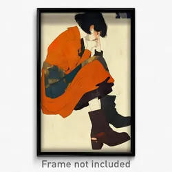 Art Poster - Woman Feeling Confusion Wearing Valuable Santa Boots (Art Print)