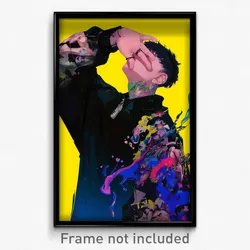 Anime Art Poster - Man Feeling Bitter Sweetness, Loud Black Jacket (Print)