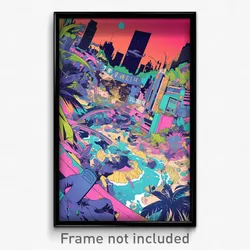 Movie Art Poster - Digital Indian City (Psychedelic Retro Weird Film Print)