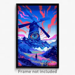 Icelandic Movie Poster - Frightening Windmill (Iceland Retro Film Art Print)