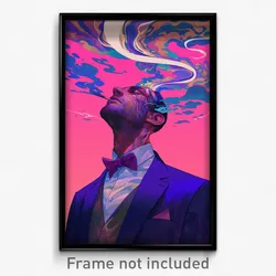 Art Poster - Man Feeling Calm Wearing Angelic Loose Bowtie (Art Print)