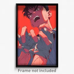 Anime Art Poster - Boy Feeling Anger Wearing Immaterial Grey Gloves (Print)