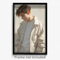Art Poster - Man Feeling Stubborn Wearing Natural White Jacket (Art Print)