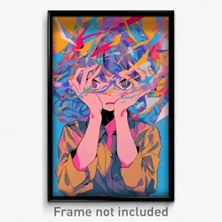 Anime Art Poster - Woman Feeling Focused Wearing Soft Brown Shirt (Print)