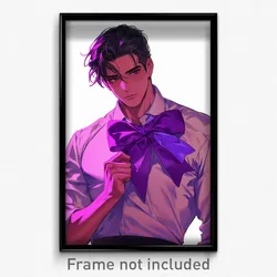 Art Poster - Man Feeling Envy Wearing Idealistic Purple Bow (Art Print)