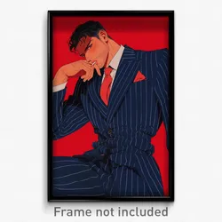 Art Poster - Man Feeling Happy Wearing Wonderful Pinstripe Suit (Art Print)