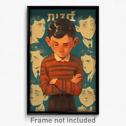 Hebrew Movie Poster - Boy Feeling Discontentment, Tidy Striped Sweater (Print)