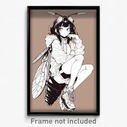 Anime Art Poster - Cicada Feeling Mystified Wearing Drunk White Legwear