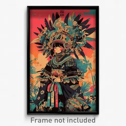 Mexican Movie Poster - Girl Feeling Resentment, Classic Feather Trimmed Sleeves