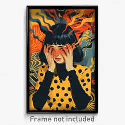 Spanish Movie Poster - Woman Feeling Panicked, Active Yellow Dress (Art Print)