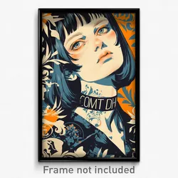 Russian Movie Poster - Girl Feeling Caring, Black And White Blue Choker (Print)