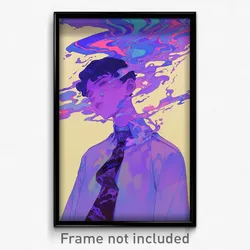 Art Poster - Boy Feeling Numb Wearing Whimsical Purple Necktie (Art Print)